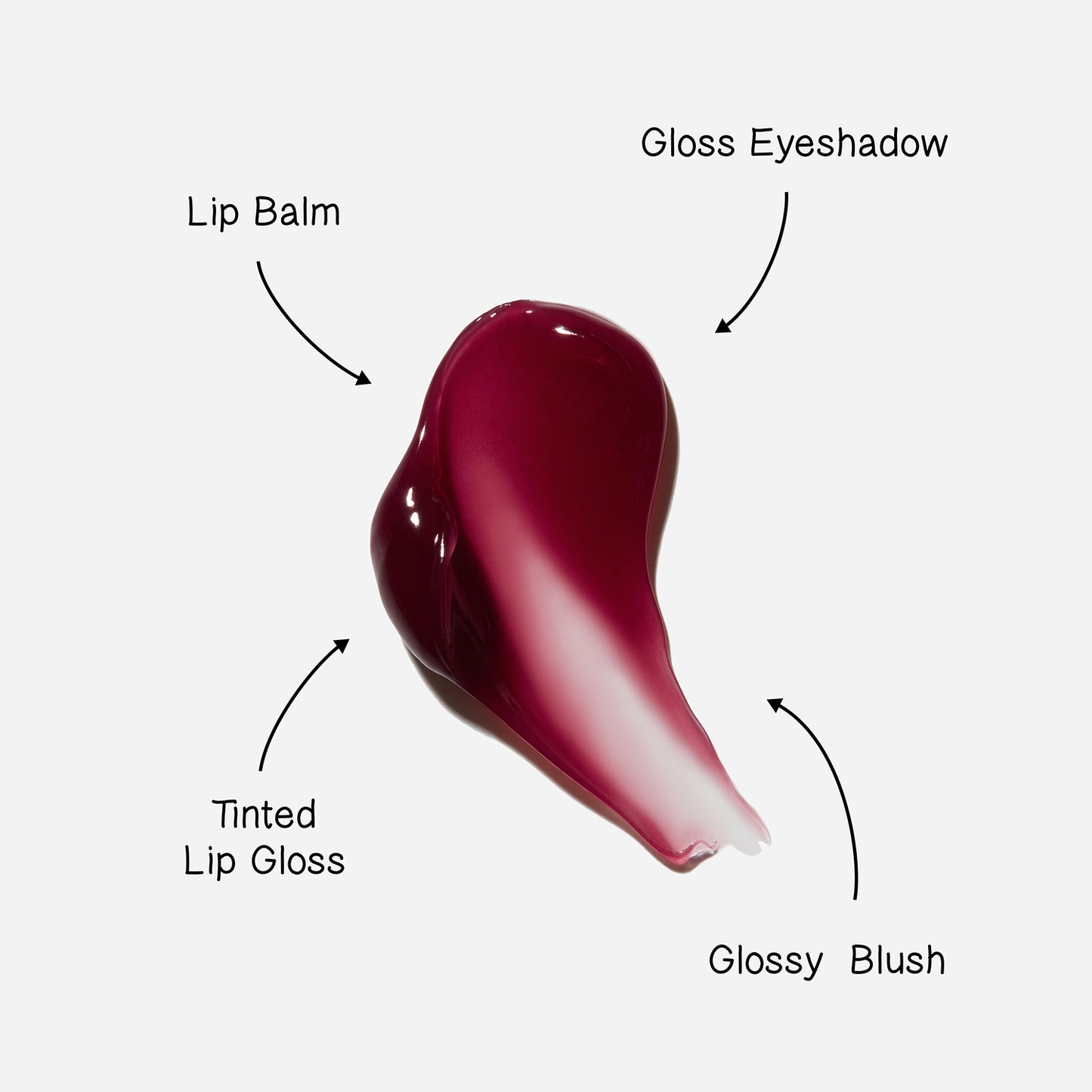 Dr.Lipp Superfood Elderberry Tint uses - lip balm, gloss eyeshadow, glossy blush, tinted lip gloss