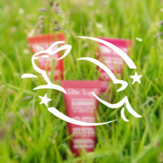 Dr.Lipp Lip Tints in Grass with Leaping Bunny Certification Logo