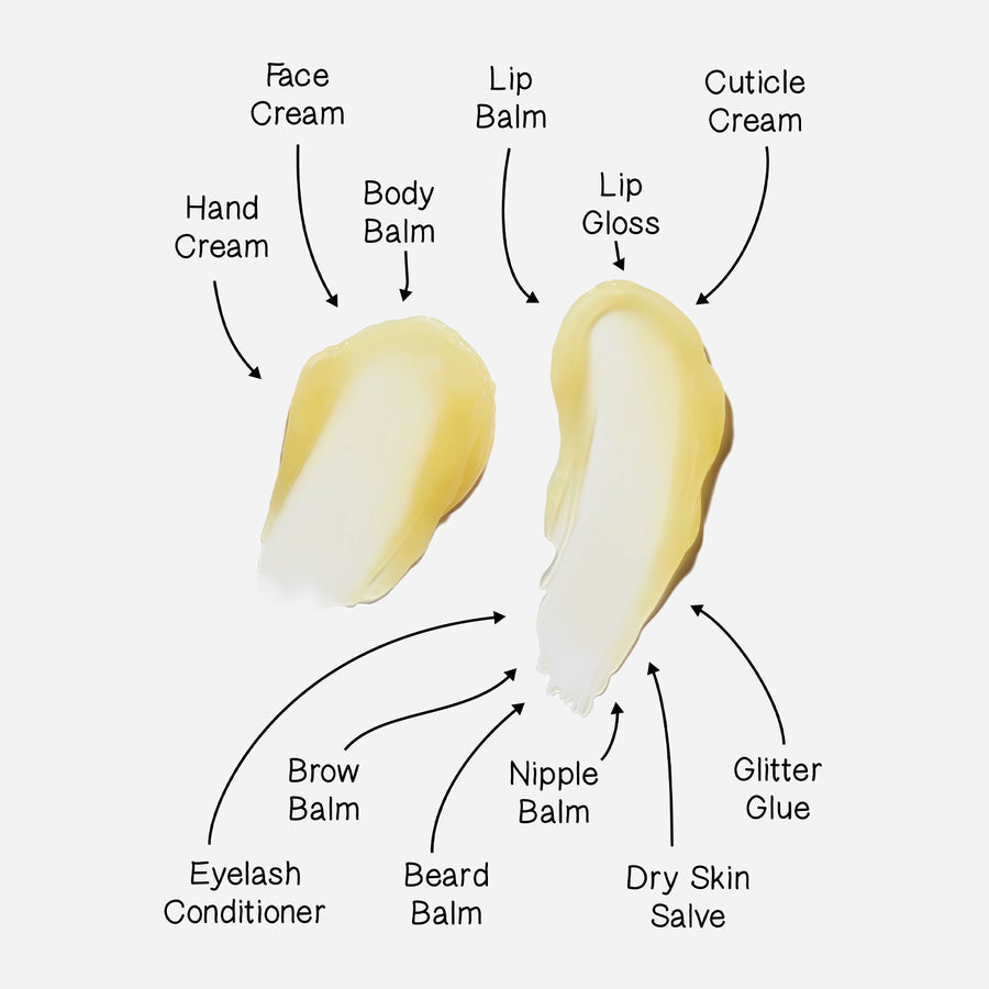 Dr.Lipp Dry Skin Heroes uses - hand cream, face cream, body balm, lip balm, lip gloss, cuticle cream, eyelash conditioner, brow balm, beard balm, nipple balm, dry skin salve, glitter glue